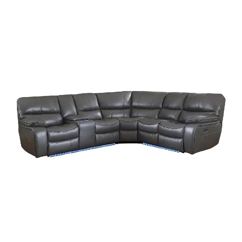 Homelegance Pecos (3)3-Piece Power Reclining Sectional with Left Console, LED and USB Ports