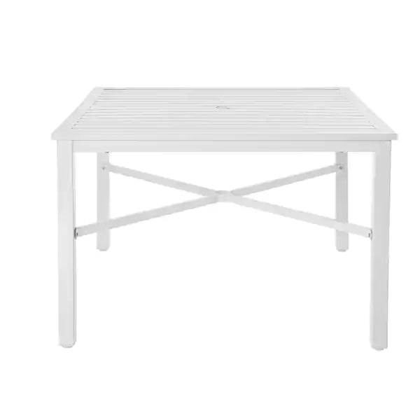 42 in. Mix and Match Lattice White Square Metal Outdoor Patio Dining Table - $40