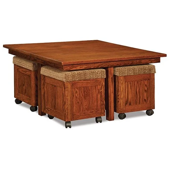 Amish Square Table Bench Set (5-Piece)