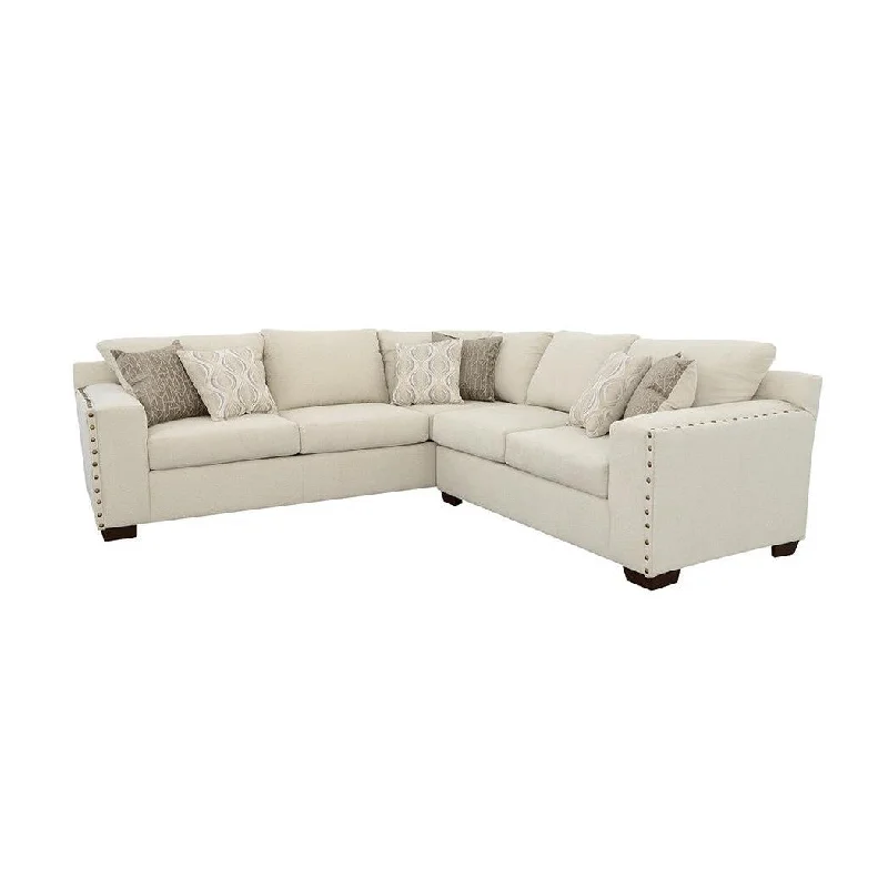 Coaster Aria L-Shaped Sectional With Nailhead Oatmeal