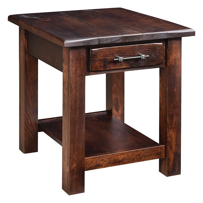 Barn Floor Amish End Table with Drawer