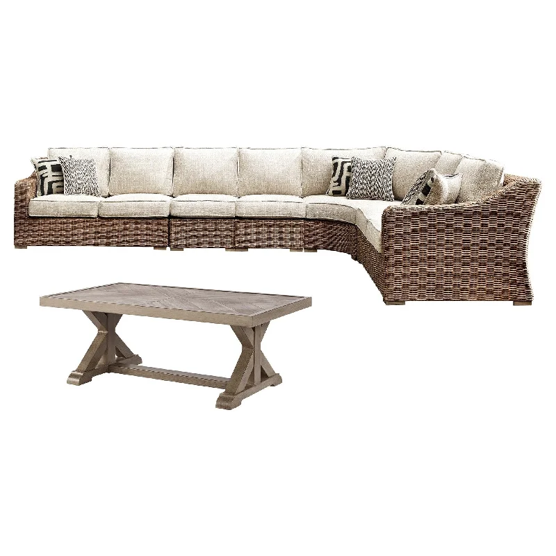 Signature Design by Ashley® Beachcroft 3-Piece Outdoor Sectional With Coffee Table And 2 End Tables