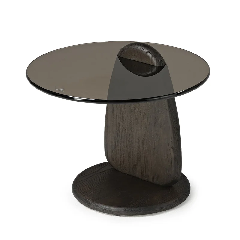 19" Round Side Table with Tempered Glass and Carbon Steel