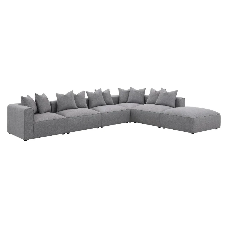 Coaster Jennifer 6-Piece Tight Seat Modular Sectional Grey