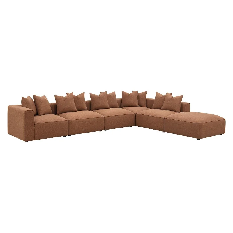 Coaster Jennifer 6-Piece Upholstered Modular Sectional Terracotta