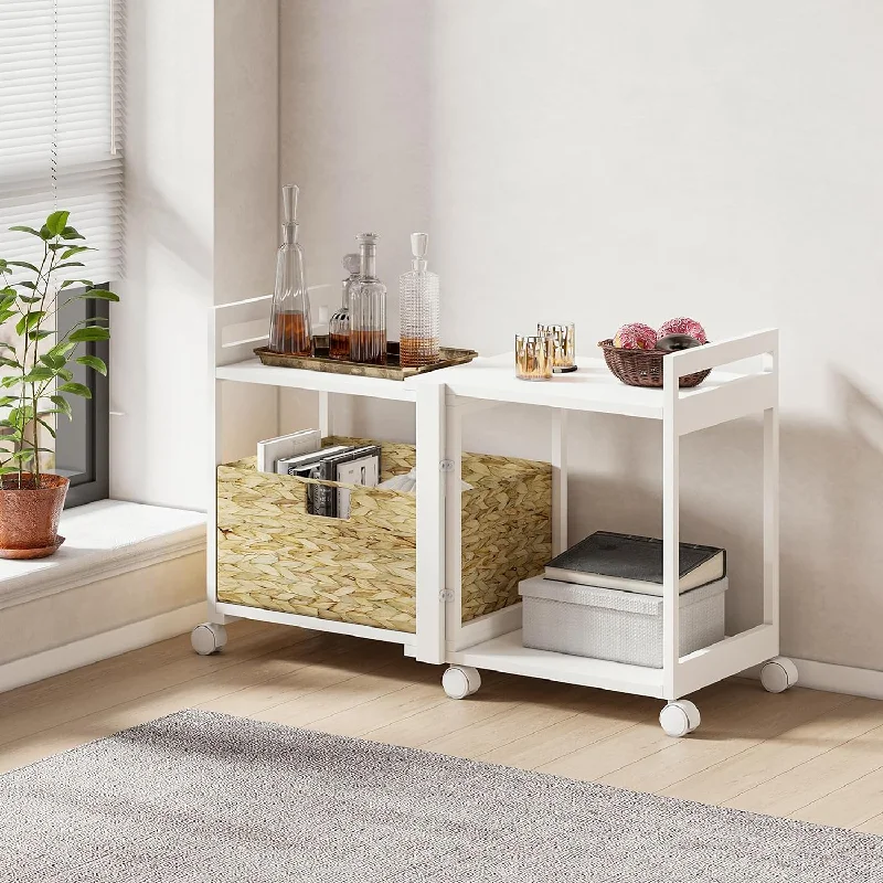 Joolihome End Table with Storage & Wheels