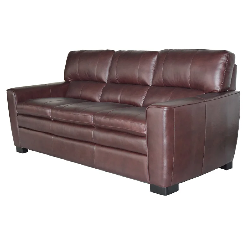 Leland All Leather Sofa with Feather Top Cushion