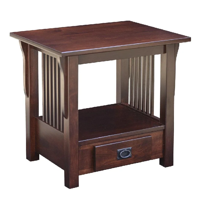 Amish Prairie Mission Bottom Drawer End Table