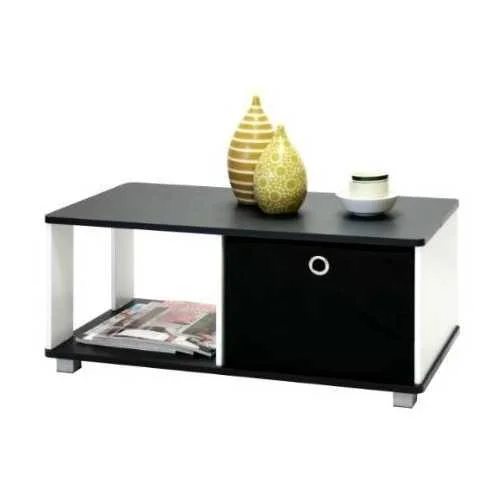 Simple Black and White Coffee Table with Bin Drawer