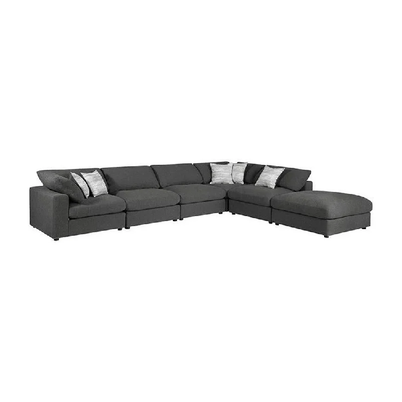 Coaster Serene 6-Piece Upholstered Modular Sectional Charcoal