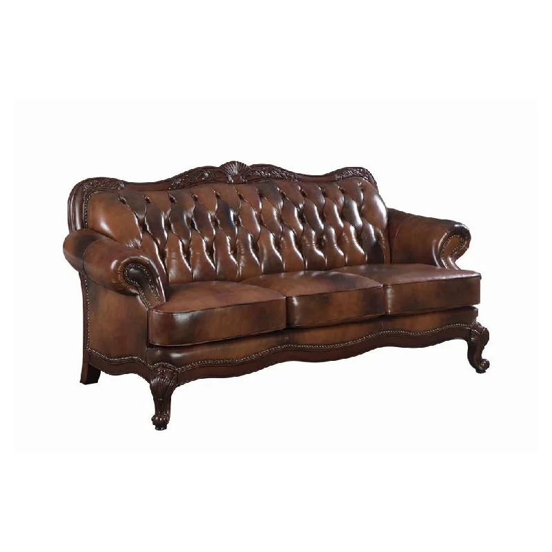 Coaster Victoria Rolled Arm Sofa Tri-Tone And Brown