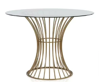 Westwood Glass Top Dining Table, Tempered Glass with Soft Brass (2 Boxes) - $190