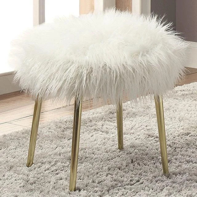 Caoimhe White/Gold Ottoman