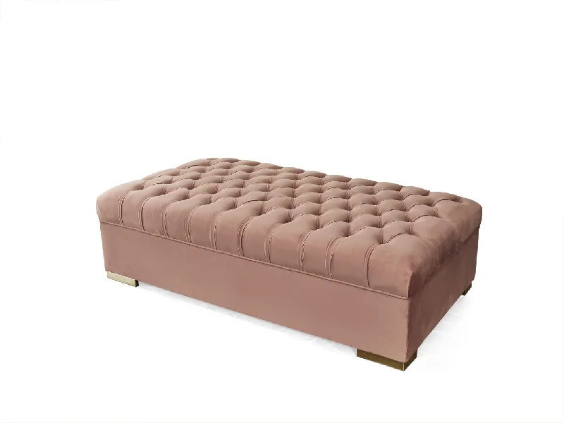 Lauren Pink Velvet Oversized Ottoman