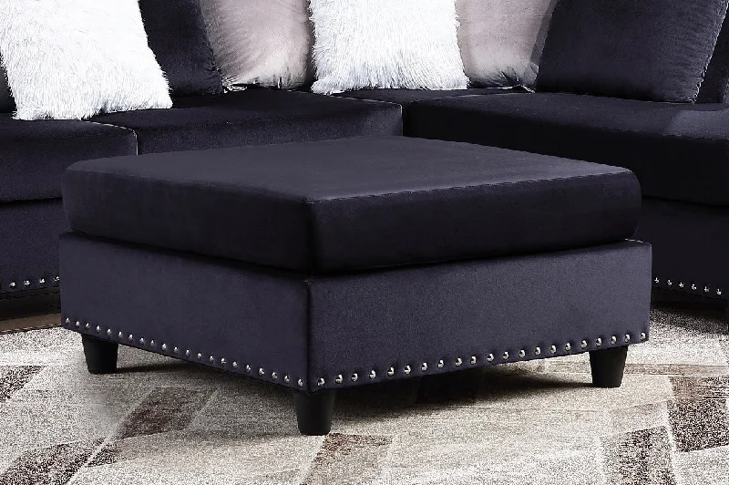 Cyndia Black Velvet Ottoman