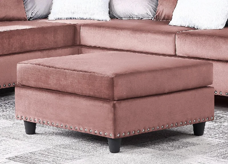 Cyndia Pink Velvet Ottoman