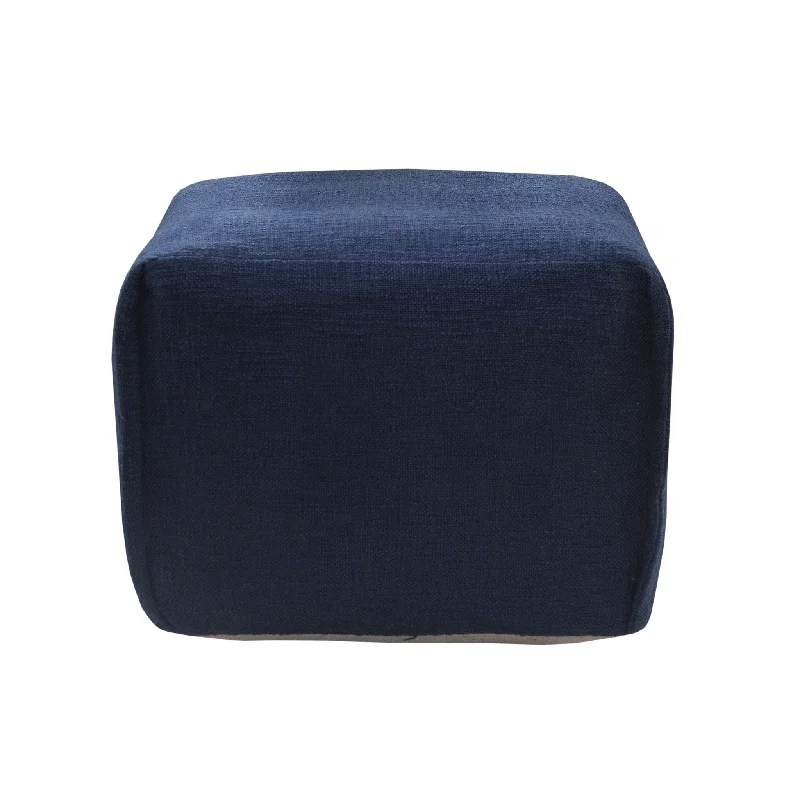 18" Blue 100% Cotton Ottoman