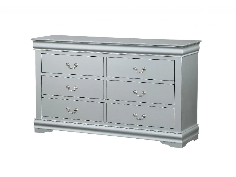 15" Gray Solid Wood Double Dresser