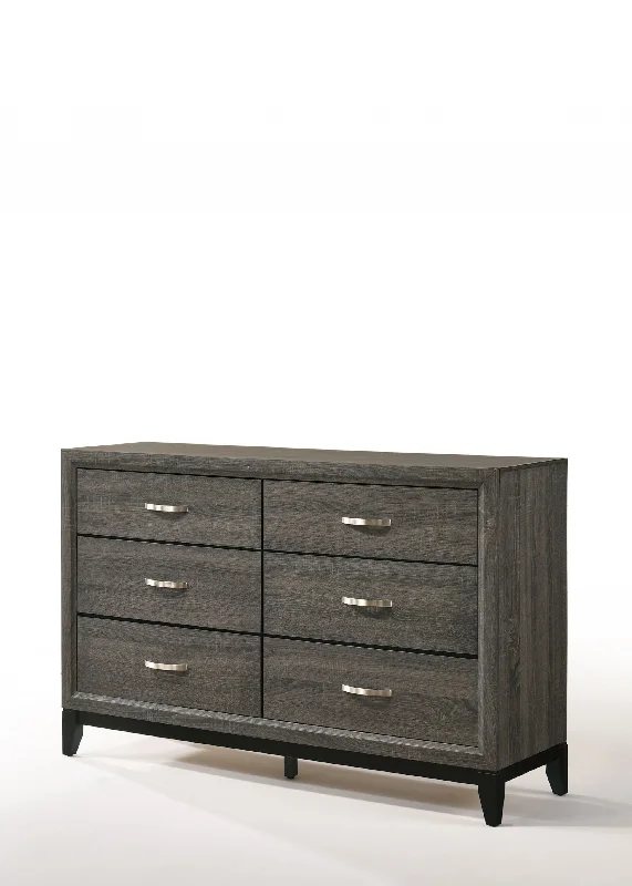 58" Gray Six Drawer