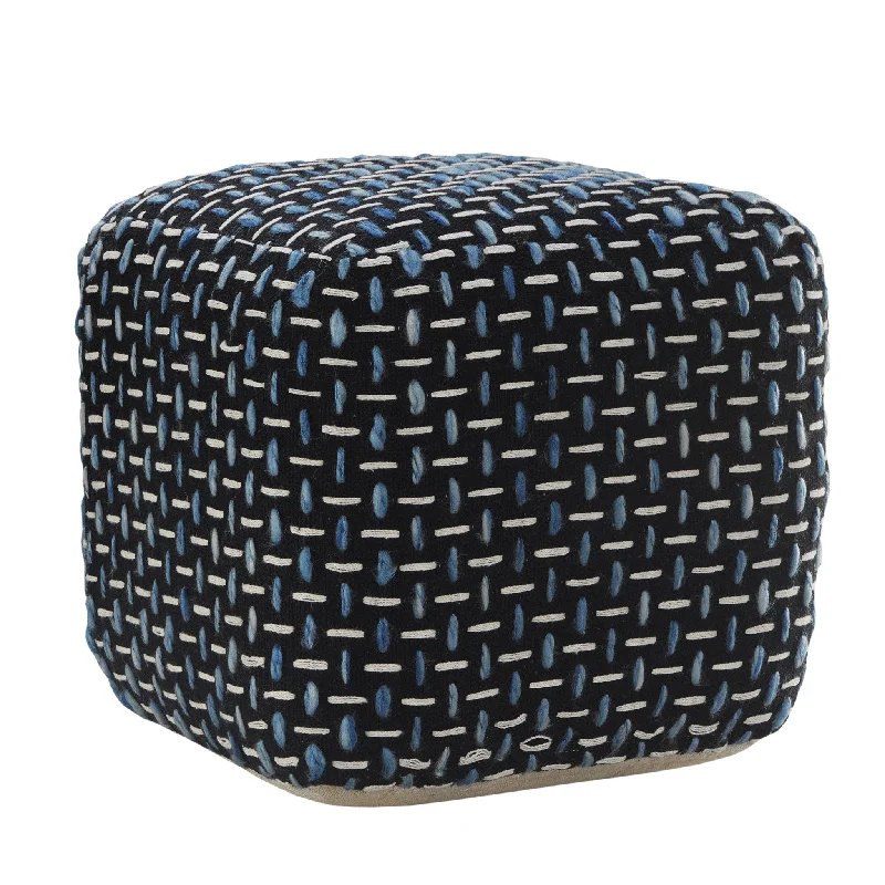 16" Black Polyester Ottoman