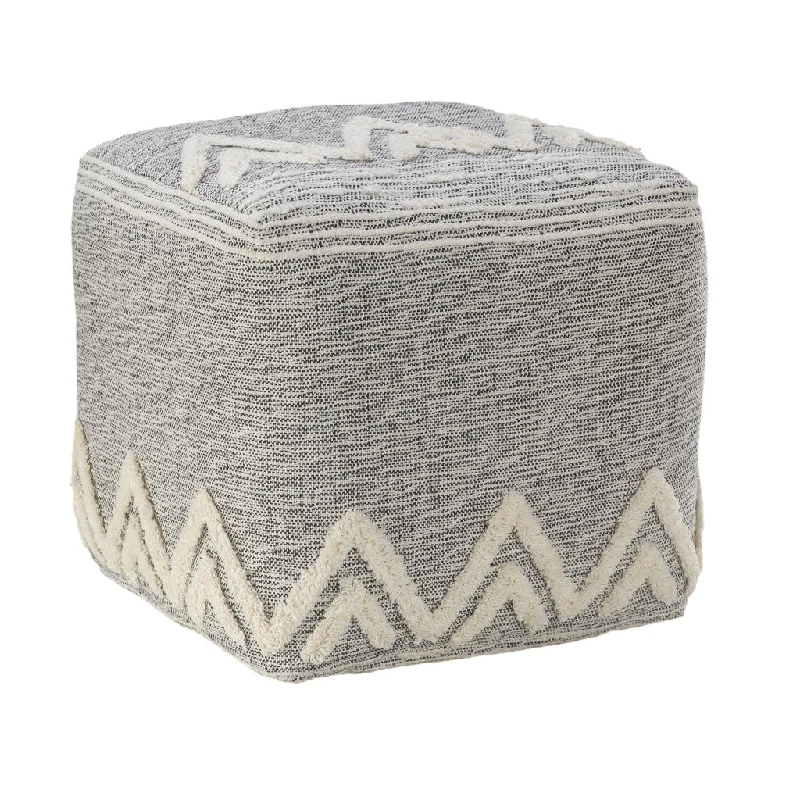 16" Gray Polyester Ottoman