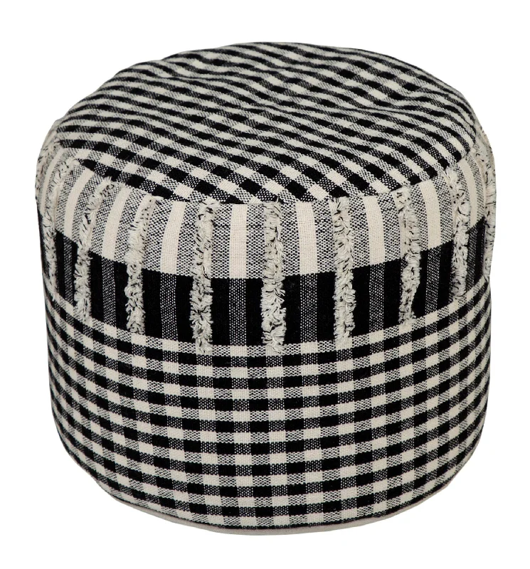 18" Black 100% Cotton Ottoman