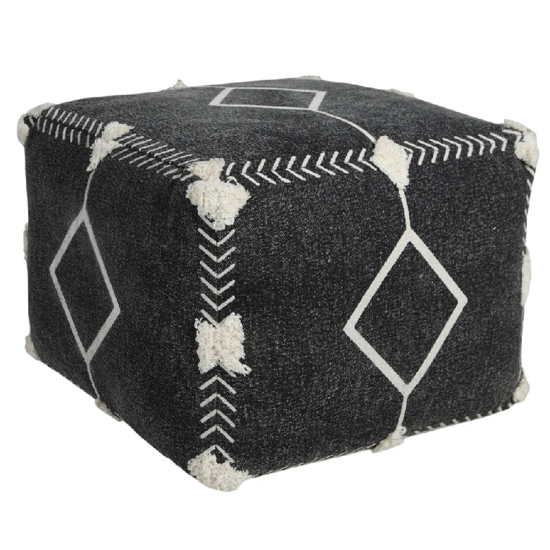 18" Black 100% Cotton Ottoman