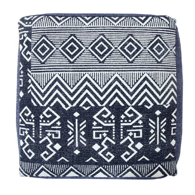 18" Blue 100% Cotton Ottoman