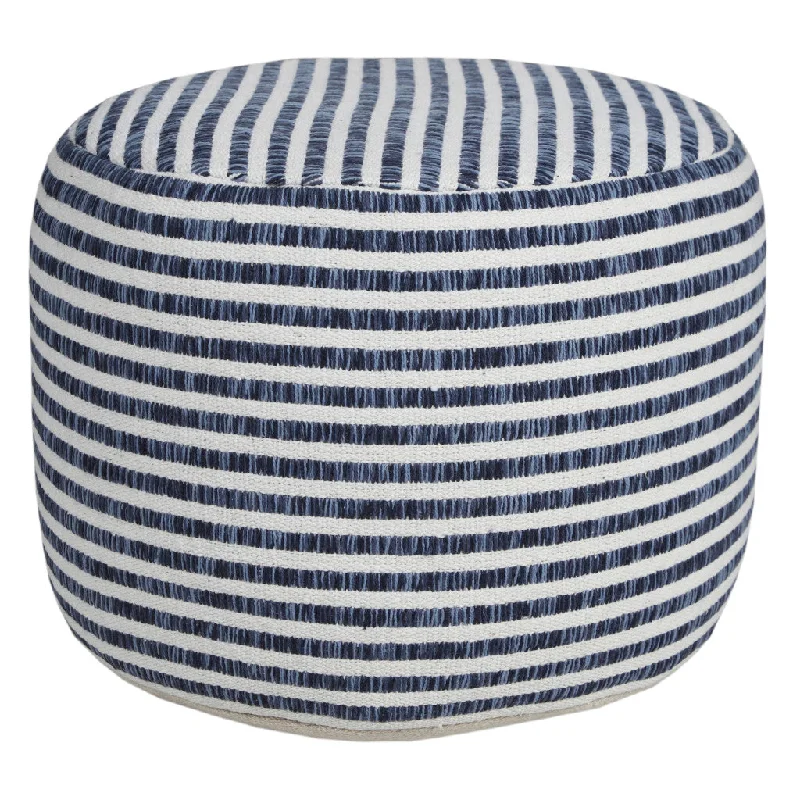 18" Blue 100% Cotton Ottoman