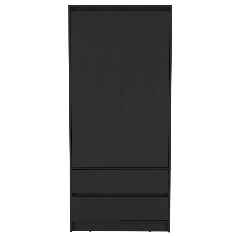 32" Black Two Drawer Combo Dresser