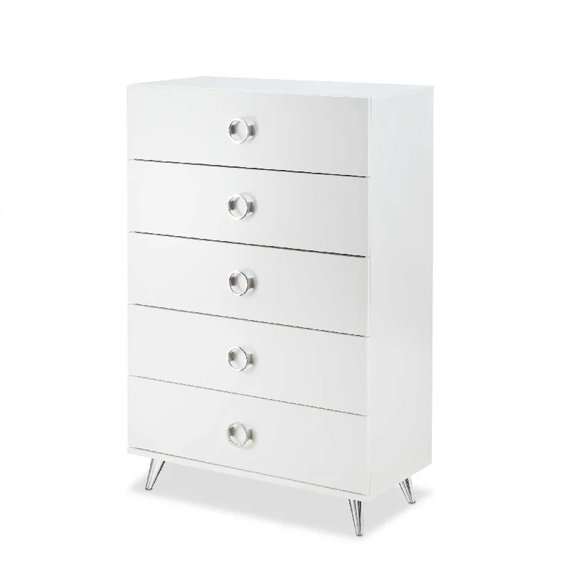 32" White Five Drawer Standard Chest