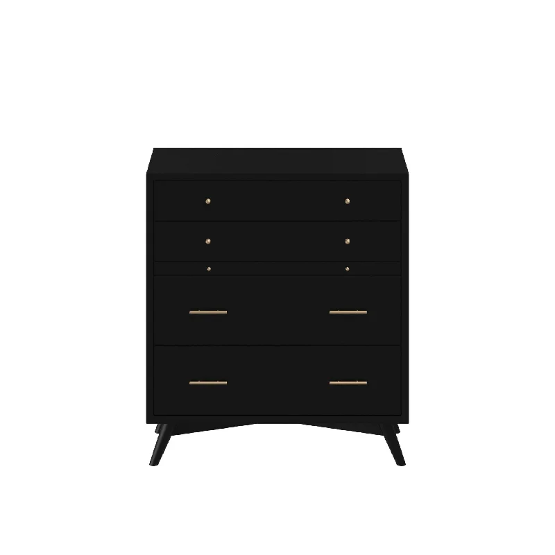 38" Black Solid Wood Four Drawer Chest