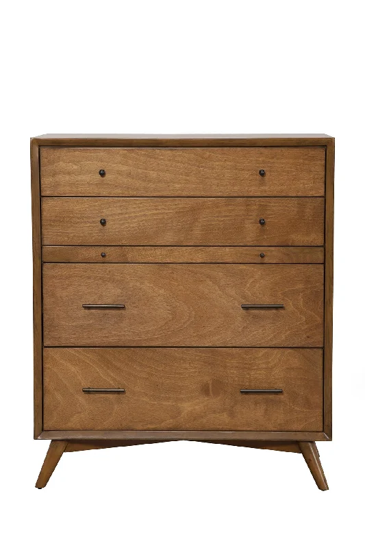 38" Brown Solid Wood Four Drawer Chest