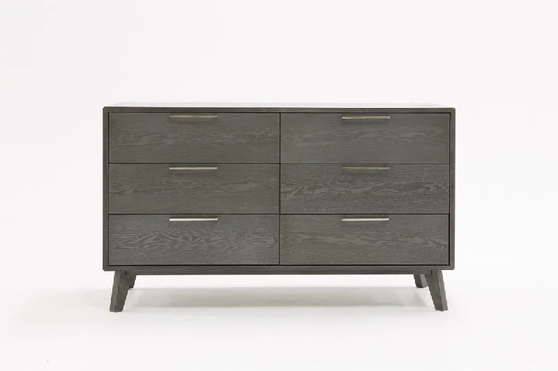 51" Grey Wash Solid Wood Six Drawer Double Dresser