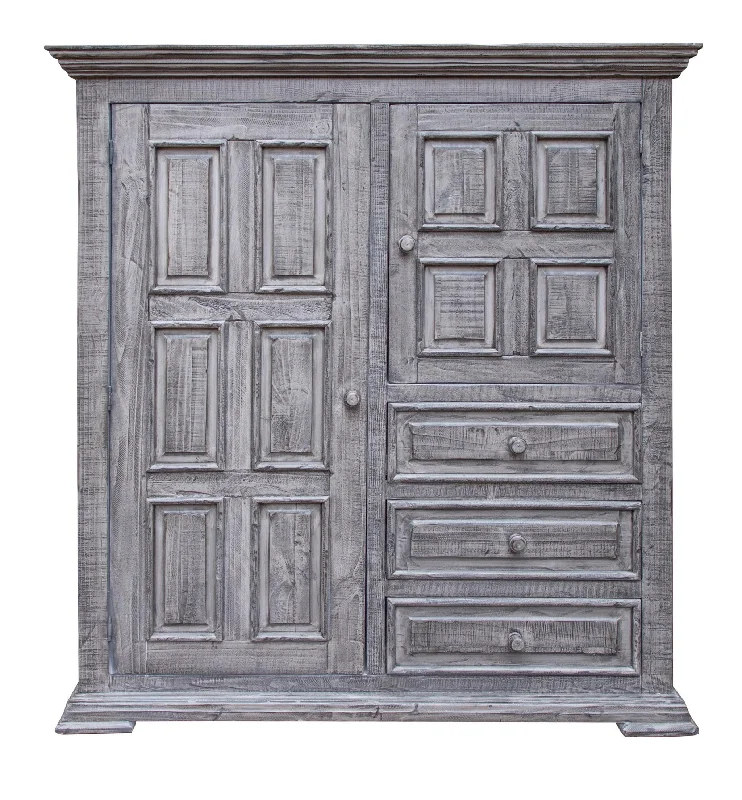 55" Gray Solid Wood Three Drawer Gentlemans Chest