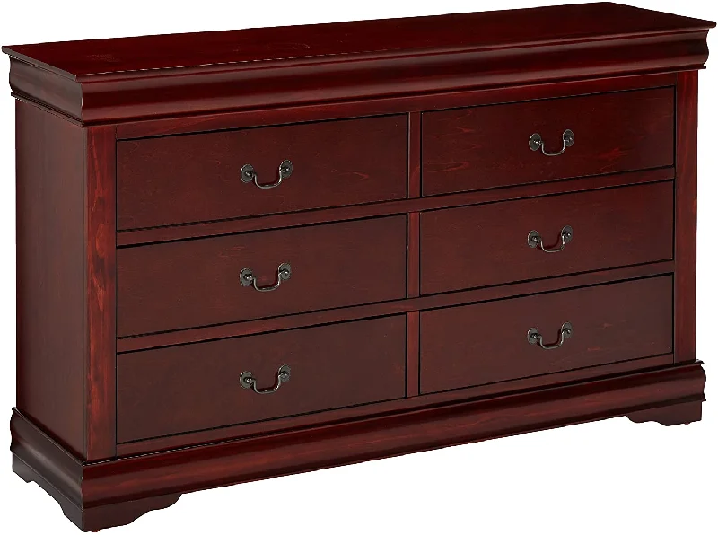 57" Brown Solid Wood Double Dresser