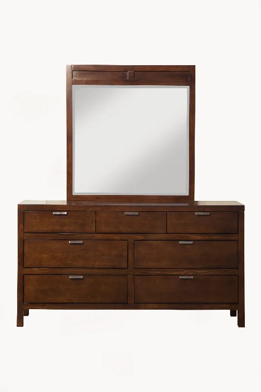 63" Brown Solid Wood Seven Drawer Double Dresser