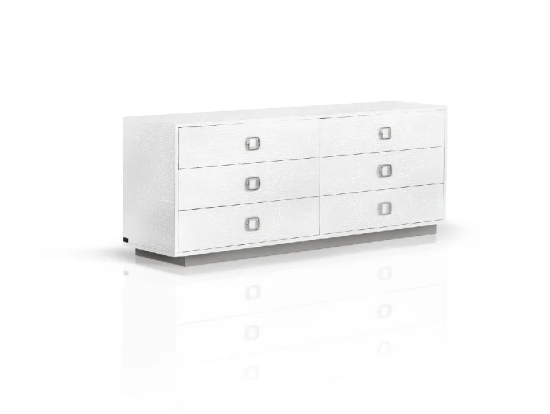 63" White Solid And Manufactured Wood Six Drawer Dresser