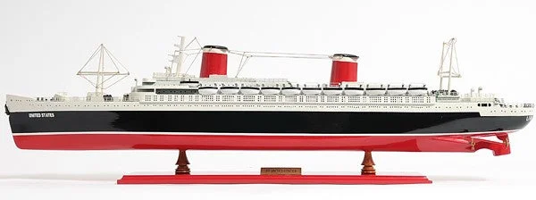 9" Black and Red SS United States 1952 Boat Hand Painted Decorative Boat