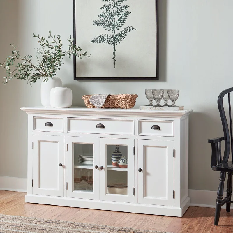 Halifax White Painted Buffet with Glass Doors