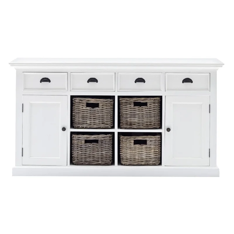 Modern Farmhouse White Buffet With Baskets