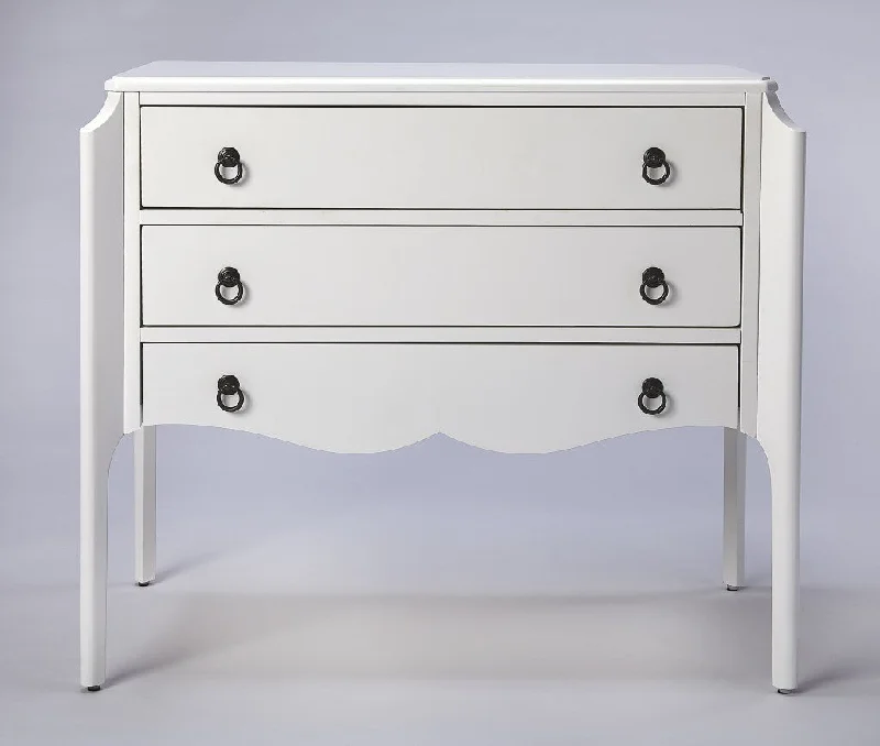 34" White Solid and Manufactured Wood Three Drawer Standard Chest