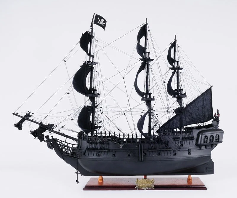 29" Black Black Pearl Pirate Boat Hand Painted Decorative Boat