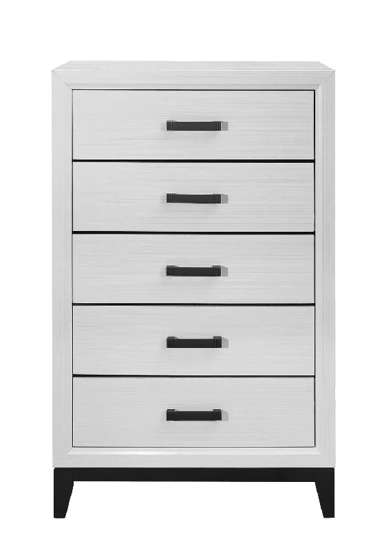 31" White Wood Five Drawer Standard Chest