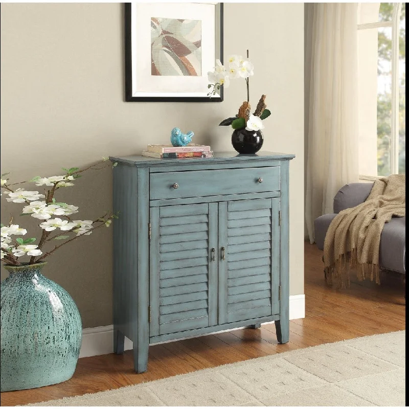 31" X 12" X 35" Antique Blue Wooden Console Table