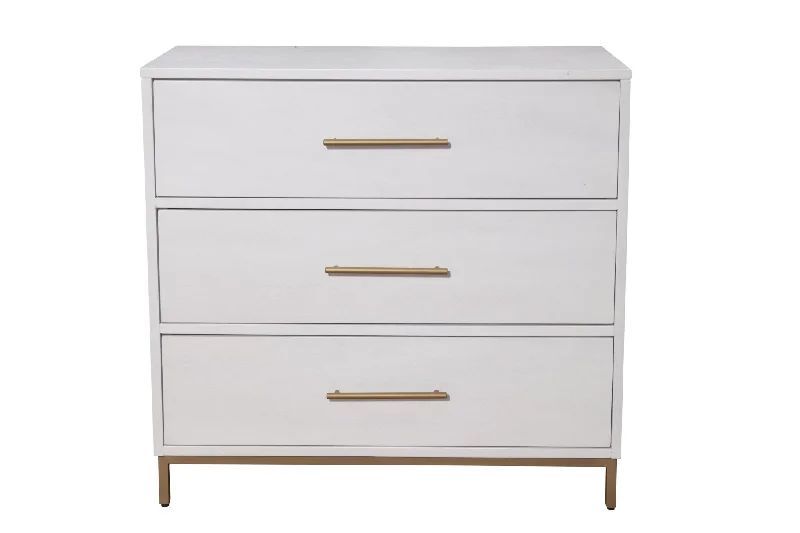 36" White Solid Wood Three Drawer Chest