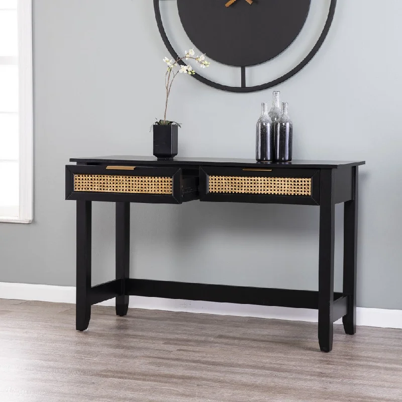 48" Black Console Table And Drawers