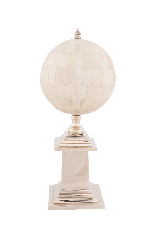 6.5" X 6.5" X 14.5" Bone Globe With Alluminum Base