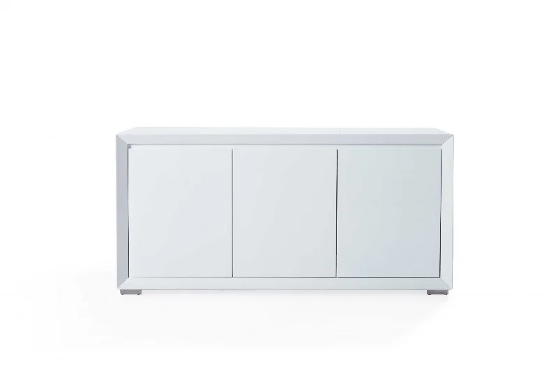 61" White Stainless Steel Solid Console Table