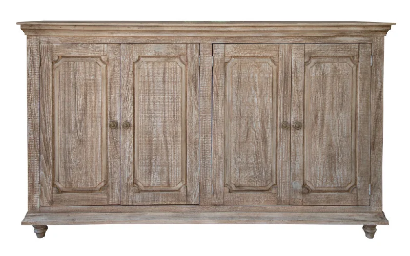 71" Sand Solid and Manufactured Wood Distressed Credenza